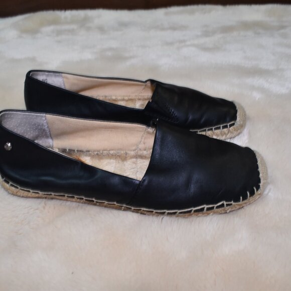 Sam Edelman Lynn Black Leather Espadrille Flats Size 8.5 Slip On Boho Shoes - Picture 13 of 14
